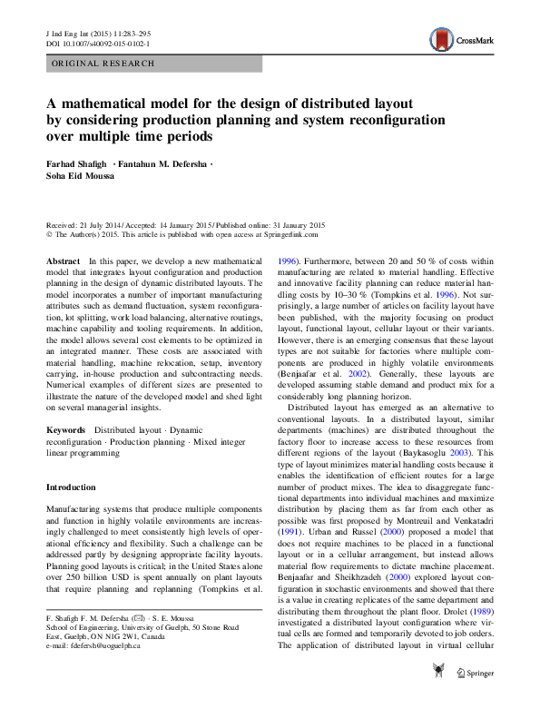 (PDF) A mathematical model for the design of distributed layout by ...
