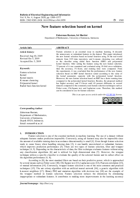 (PDF) New feature selection based on kernel
