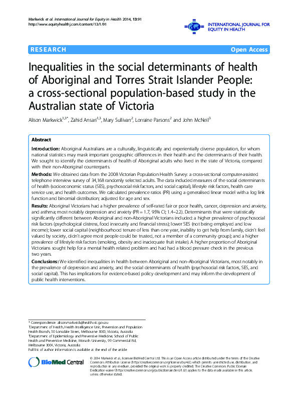 (PDF) Inequalities in the social determinants of health of Aboriginal ...