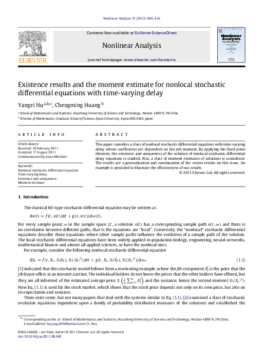 (PDF) Existence results and the moment estimate for nonlocal stochastic ...