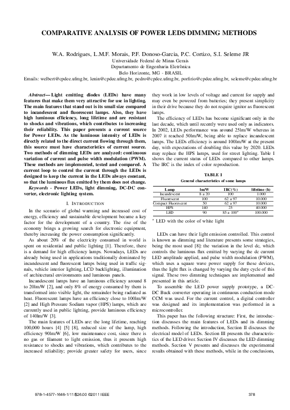 (PDF) Comparative analysis of power LEDs dimming methods