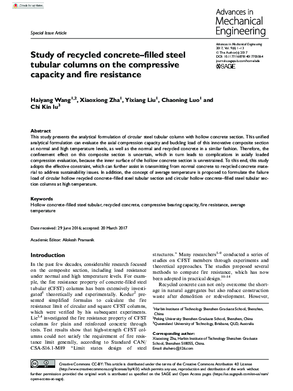 (PDF) Study of recycled concrete–filled steel tubular columns on the ...