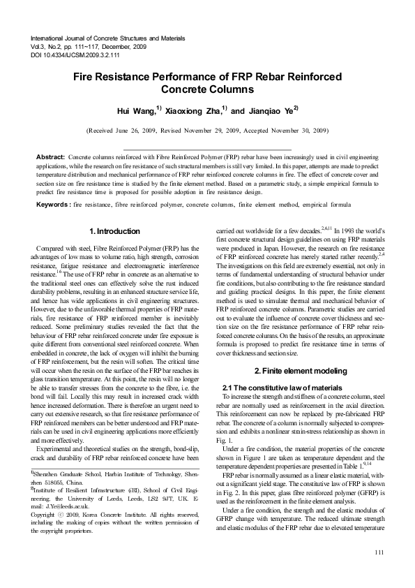 (PDF) Fire Resistance Performance of FRP Rebar Reinforced Concrete Columns