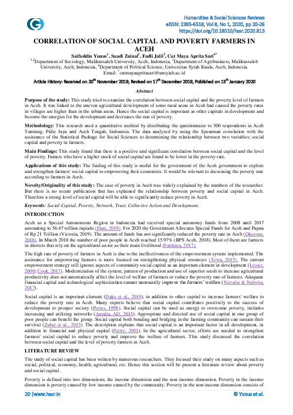(PDF) Correlation of Social Capital and Poverty Farmers in Aceh