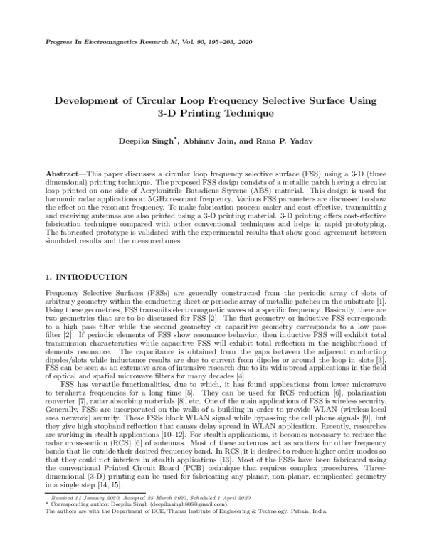 (PDF) Development of Circular Loop Frequency Selective Surface Using 3 ...
