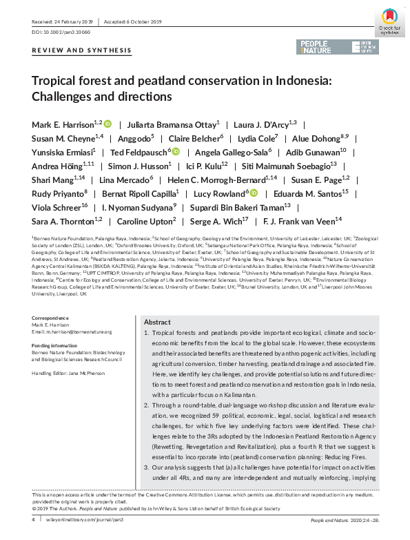 (PDF) Tropical forest and peatland conservation in Indonesia ...