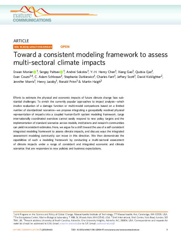 (PDF) Toward a consistent modeling framework to assess multi-sectoral ...