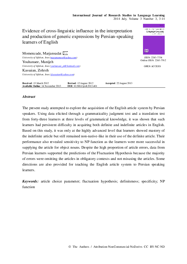 (PDF) Evidence of cross-linguistic influence in the interpretation and ...