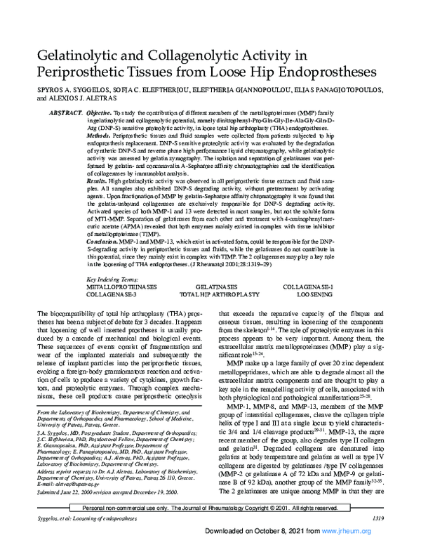 (PDF) Gelatinolytic and collagenolytic activity in periprosthetic ...