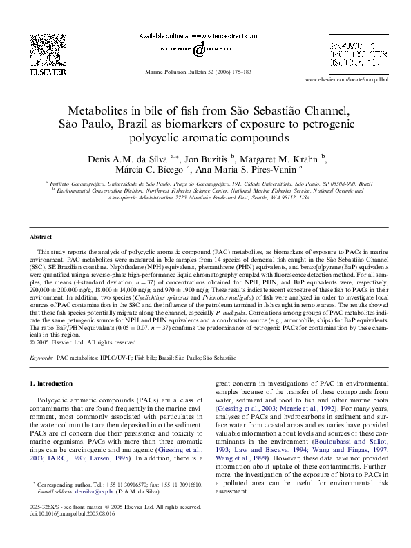 (PDF) Metabolites in bile of fish from São Sebastião Channel, São Paulo ...