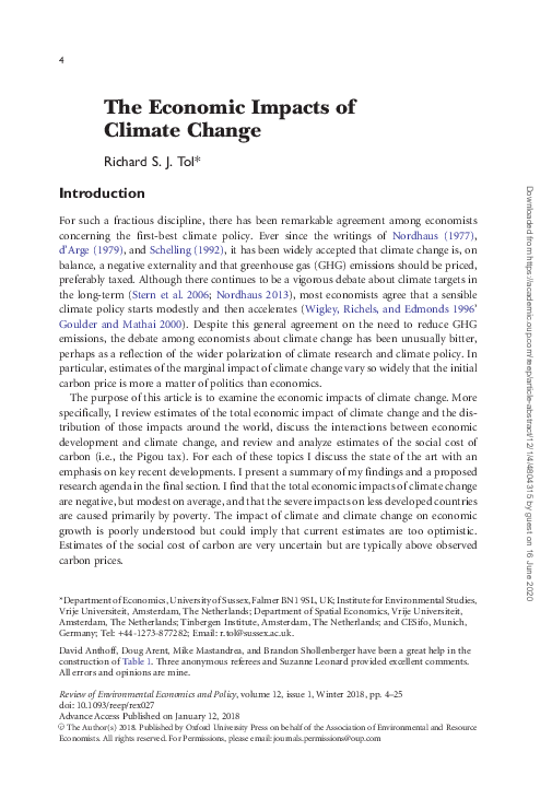(PDF) Economic Impacts of Climate Change