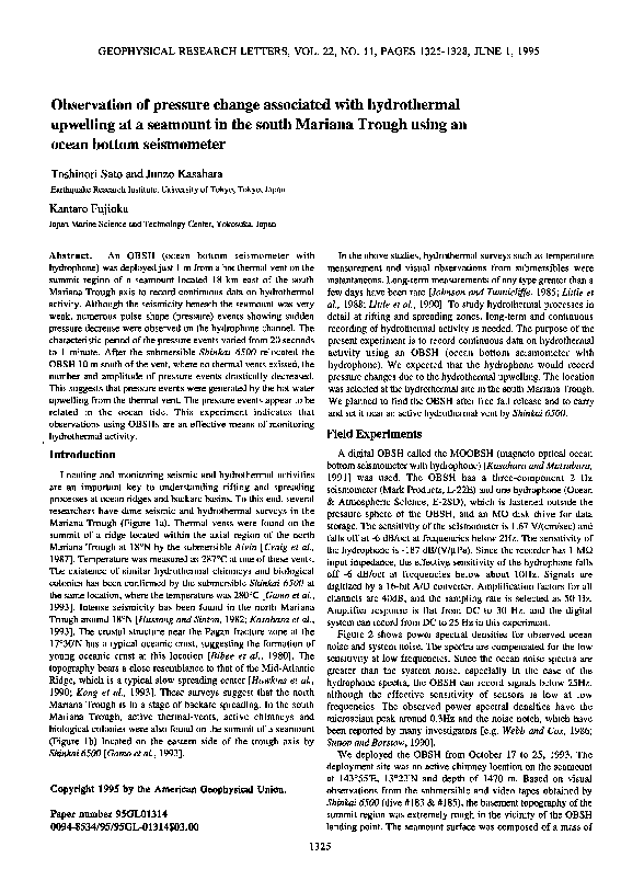 (PDF) Observation of pressure change associated with hydrothermal ...