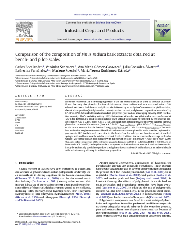 (PDF) Comparison of the composition of Pinus radiata bark extracts ...