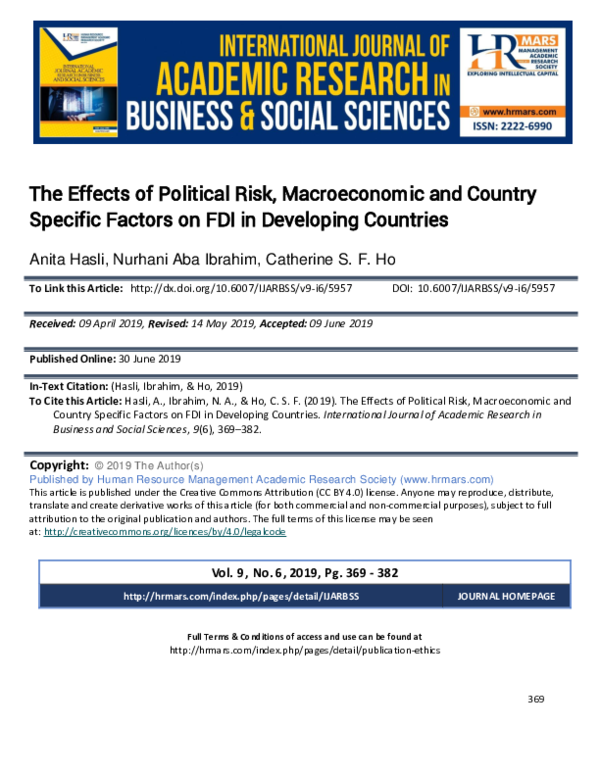 (PDF) The Effects of Political Risk, Macroeconomic and Country Specific ...