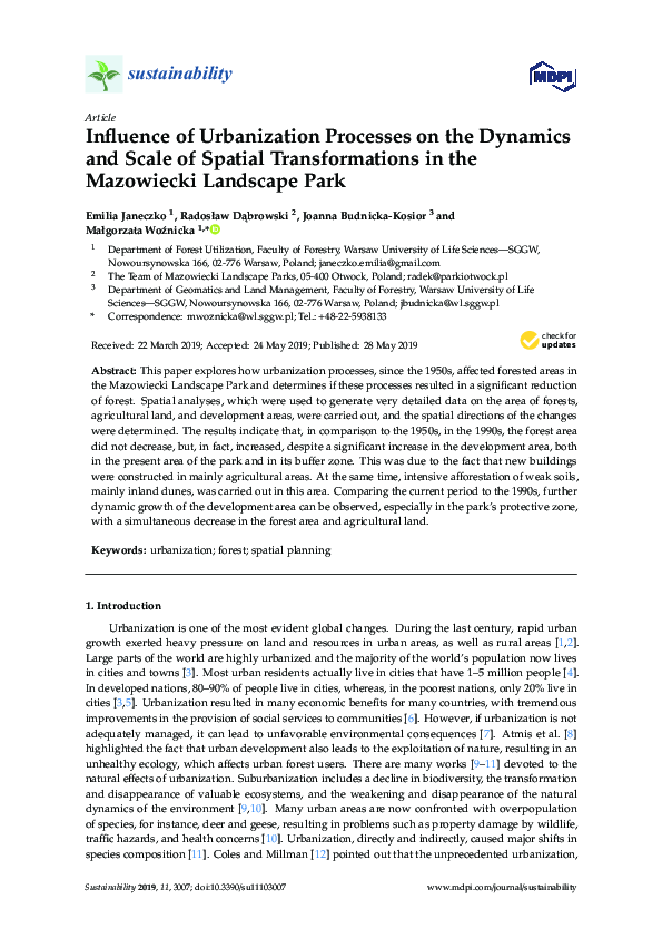 (PDF) Influence of Urbanization Processes on the Dynamics and Scale of ...