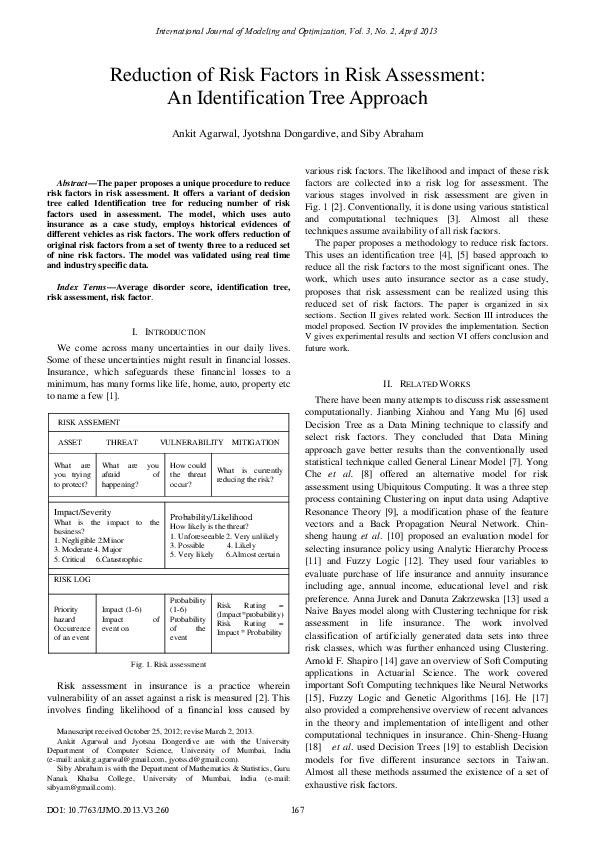 (PDF) Reduction of Risk Factors in Risk Assessment: An Identification ...