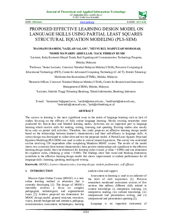 (PDF) PROPOSED EFFECTIVE LEARNING DESIGN MODEL ON LANGUAGE SKILLS USING ...