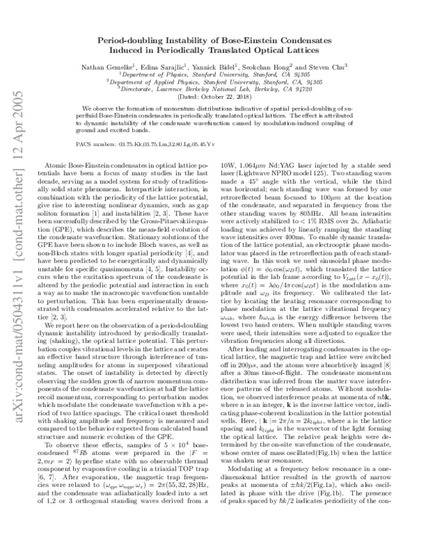 (PDF) Period-doubling Instability of a Bose-Einstein Condensate in a ...