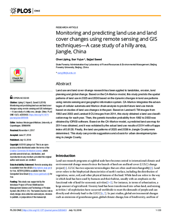(PDF) Monitoring and predicting land use and land cover changes using ...