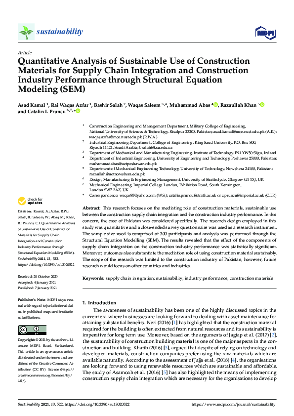 (PDF) Quantitative Analysis of Sustainable Use of Construction ...