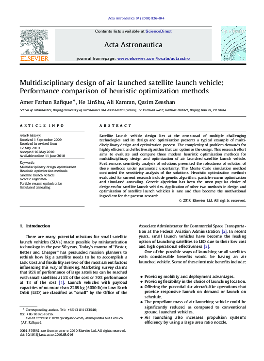 (PDF) Multidisciplinary design of air launched satellite launch vehicle ...