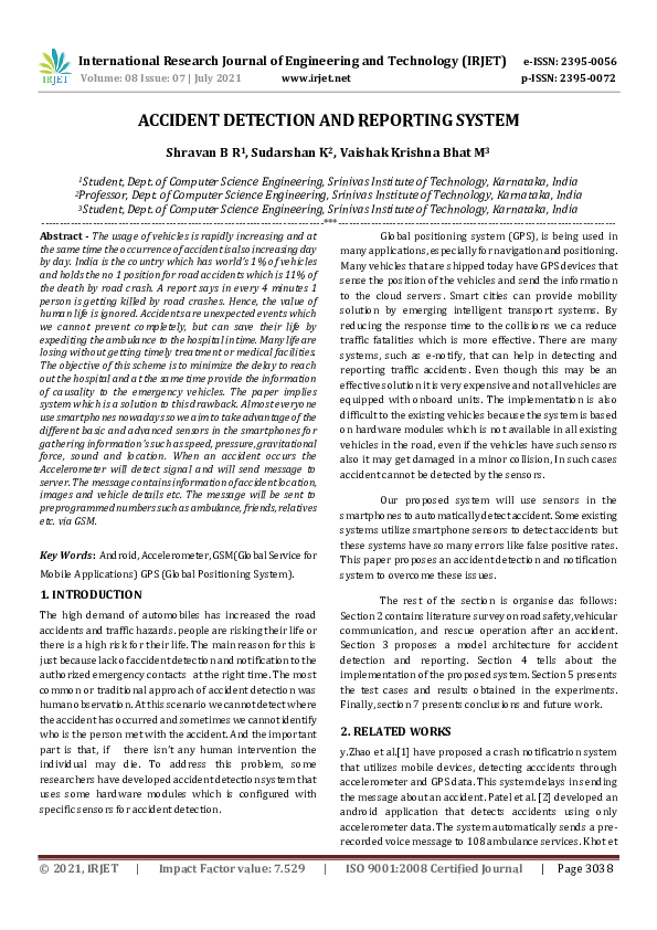 (PDF) IRJET -ACCIDENT DETECTION AND REPORTING SYSTEM