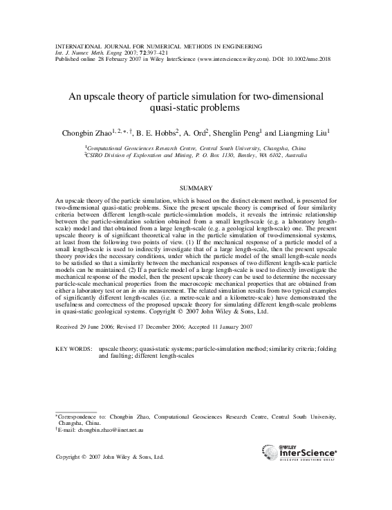 (PDF) An upscale theory of particle simulation for two-dimensional ...