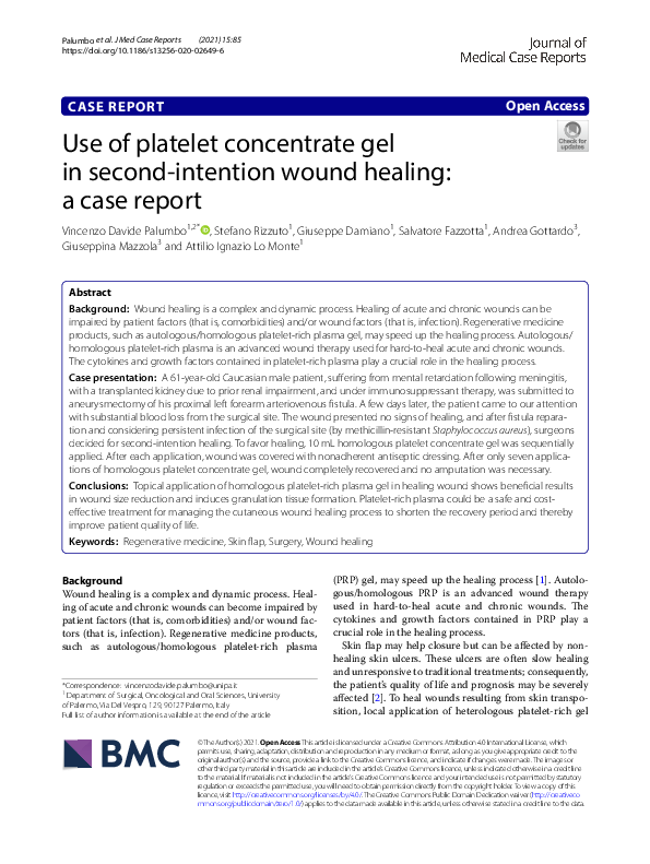 (PDF) Use of platelet concentrate gel in second-intention wound healing ...