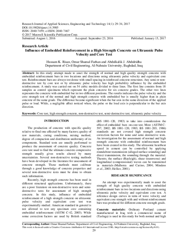 (PDF) Influence of Embedded Reinforcement in a High Strength Concrete ...