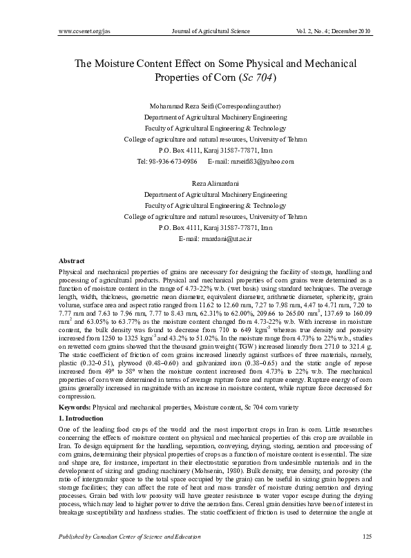 (PDF) The Moisture Content Effect on Some Physical and Mechanical ...