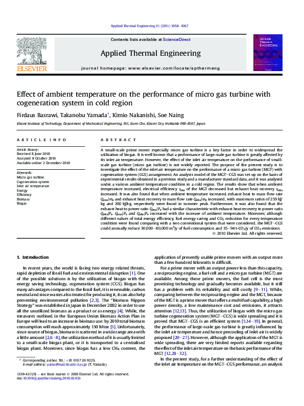 (PDF) Effect of Ambient Temperature on the Performance of Micro Gas ...