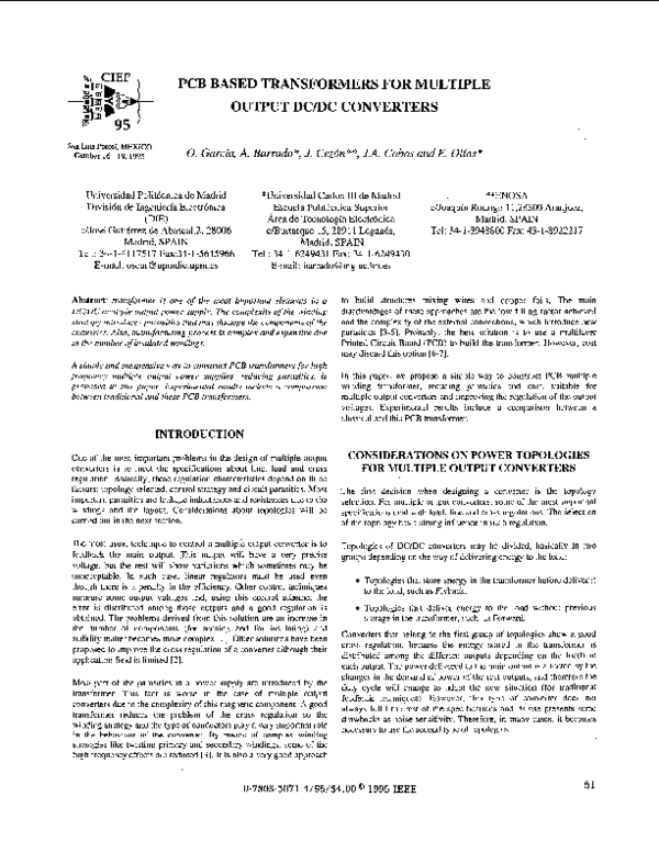 (PDF) PCB based transformers for multiple output DC/DC converters