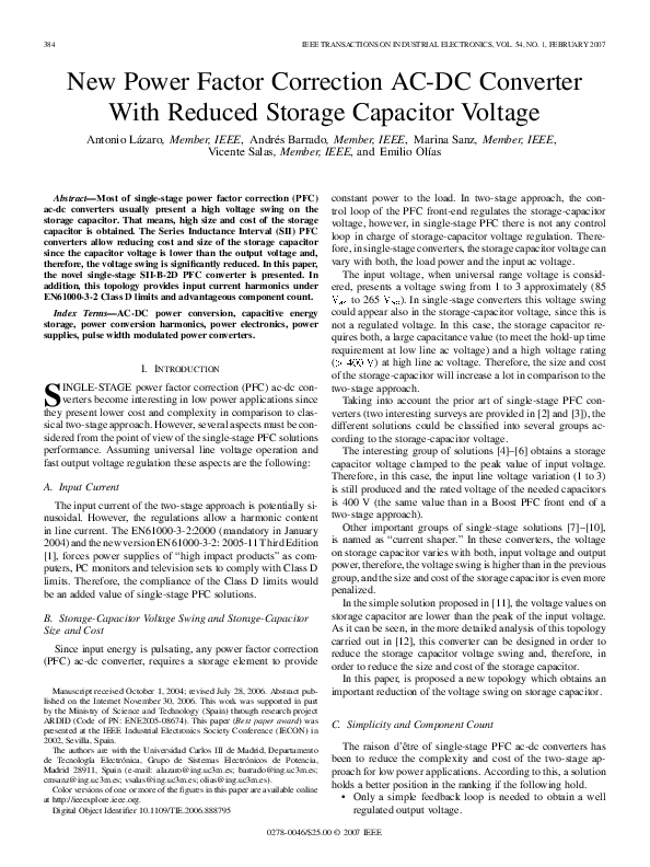 (PDF) New Power Factor Correction AC-DC Converter With Reduced Storage ...