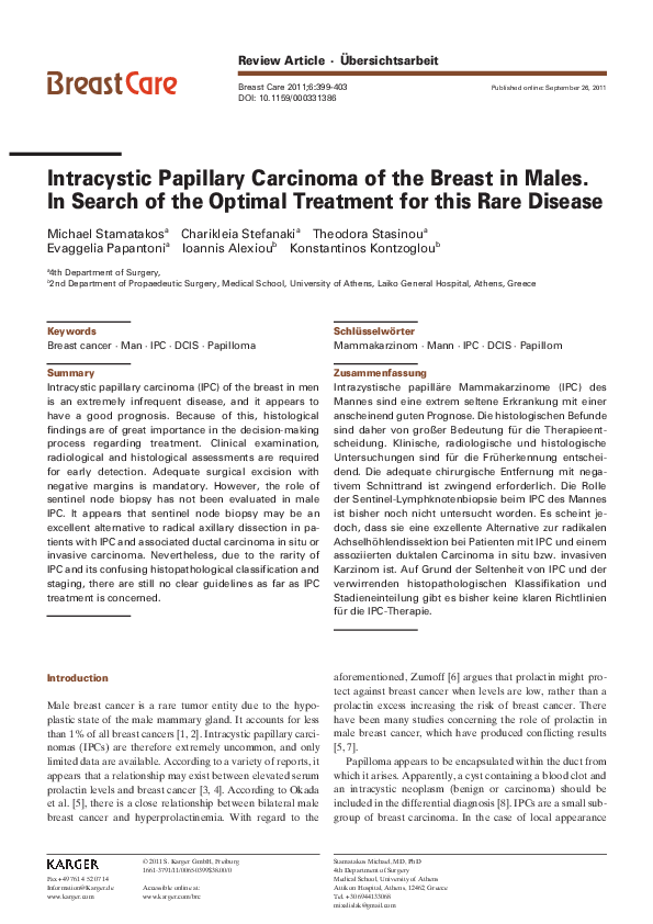 (PDF) Intracystic Papillary Carcinoma of the Breast in Males. In Search ...