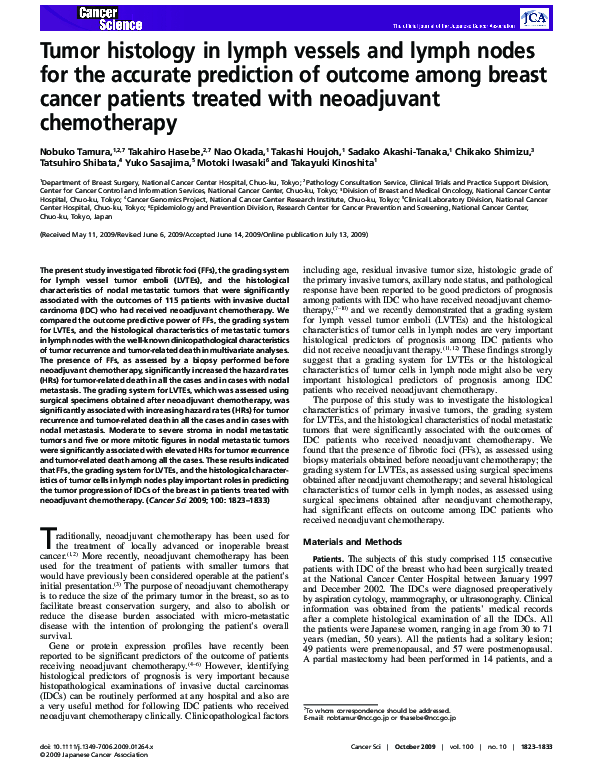 (PDF) Tumor histology in lymph vessels and lymph nodes for the accurate ...