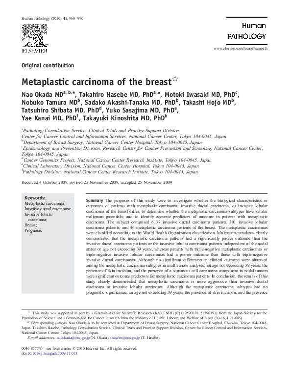 (PDF) Metaplastic carcinoma of the breast