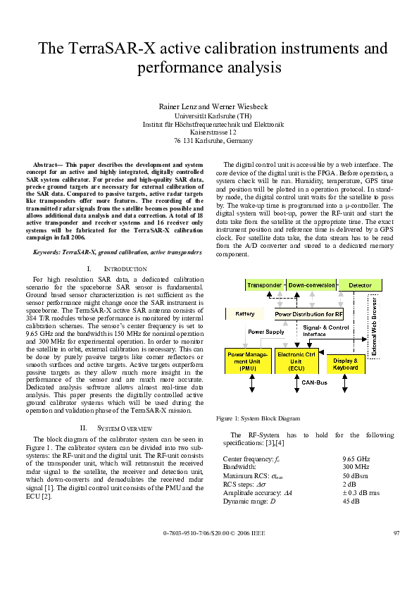 (PDF) The TerraSARX active calibration instruments and performance
