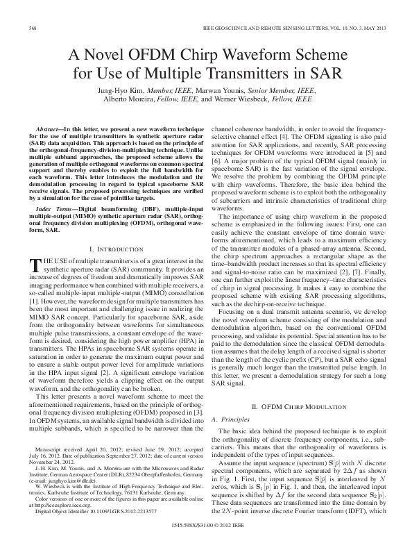 (PDF) A Novel OFDM Chirp Waveform Scheme for Use of Multiple ...