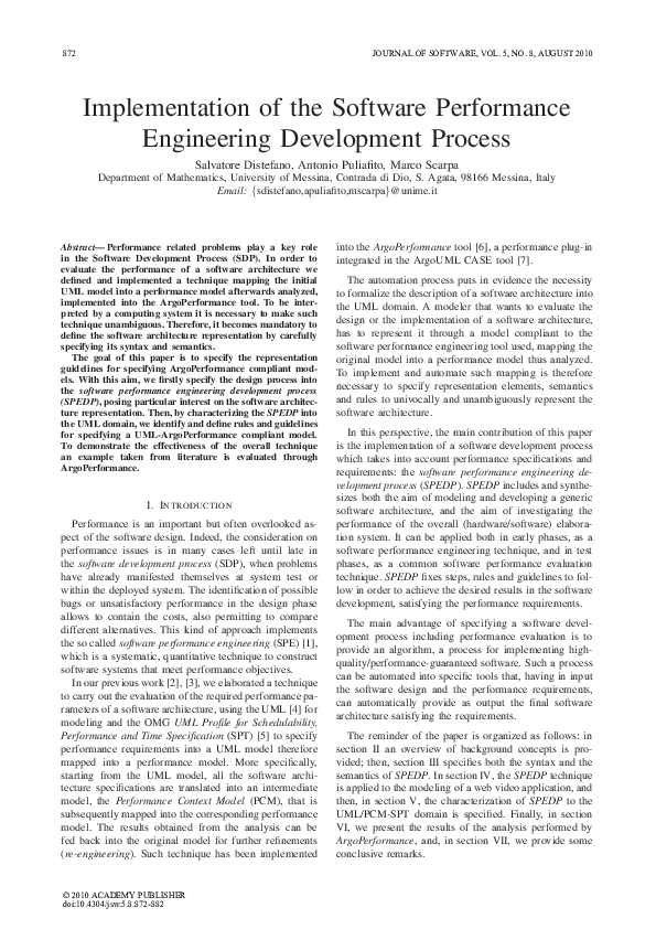 (PDF) Implementation of the Software Performance Engineering ...