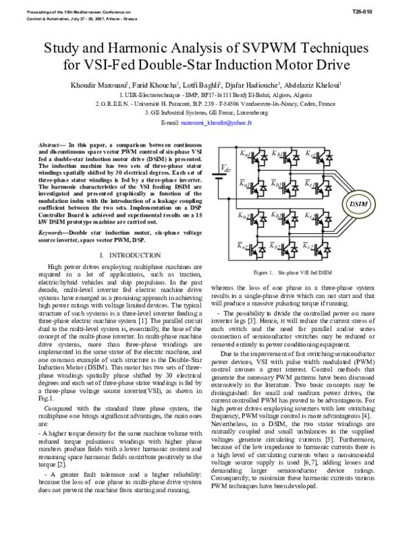 (PDF) Study and harmonic analysis of SVPWM techniques for VSIFed