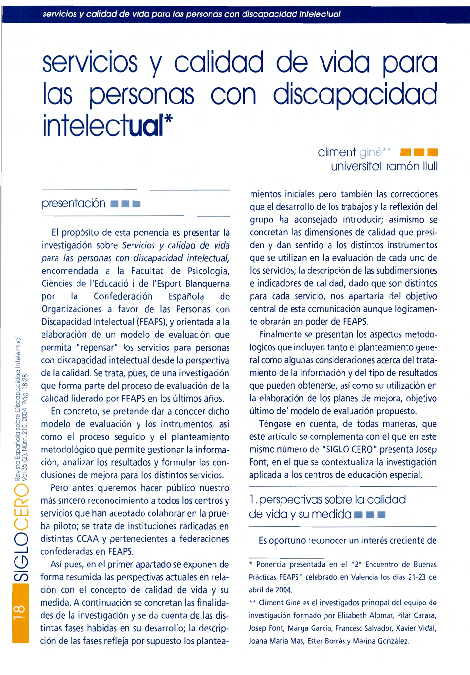 (PDF) Servicios y Calidad de Vida para las personas con discapacidad ...