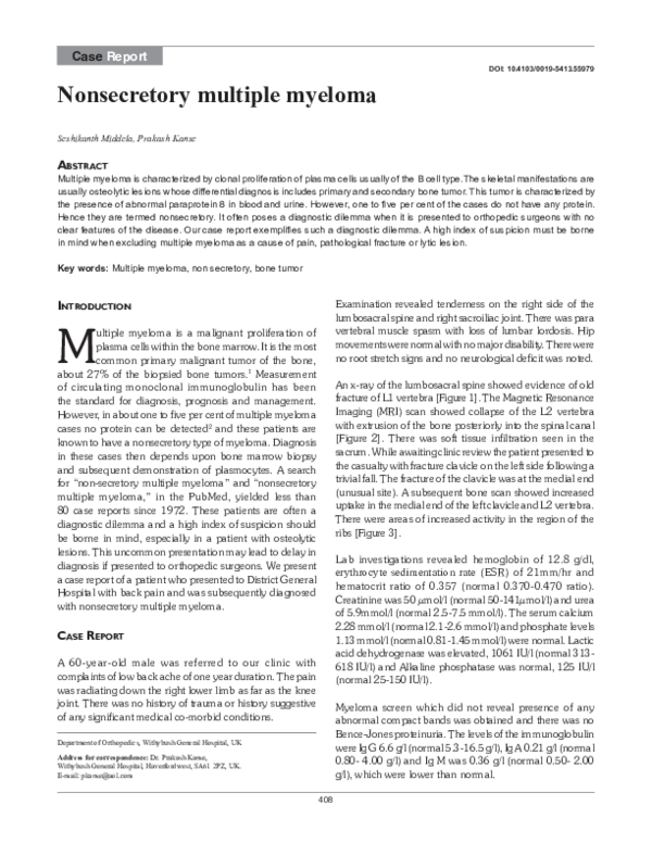 (PDF) Nonsecretory multiple myeloma