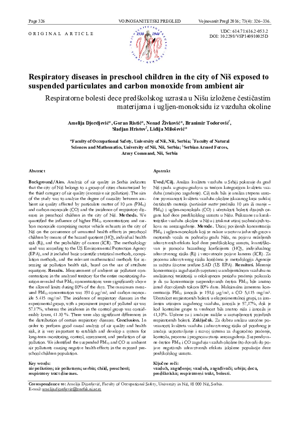 (PDF) Respiratory diseases in preschool children in the city of Nis ...
