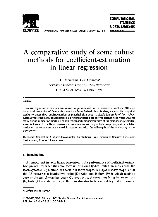 (PDF) A comparative study of some robust methods for coefficient ...
