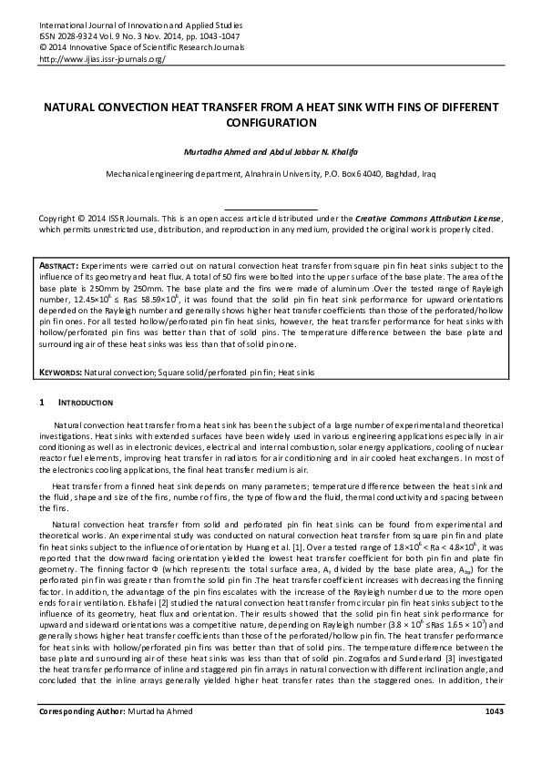 (PDF) Natural Convection Heat Transfer from a Heat Sink with Fins of ...