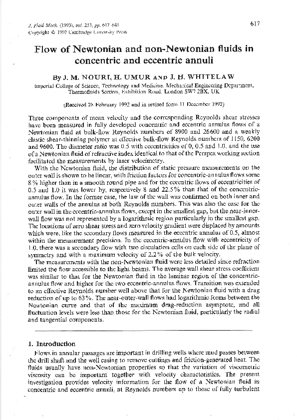 (PDF) Flow of Newtonian and non-Newtonian fluids in concentric and ...