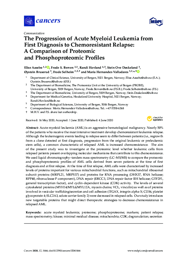 (PDF) The Progression of Acute Myeloid Leukemia from First Diagnosis to ...