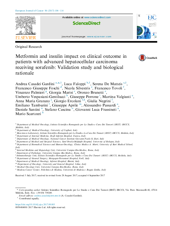 (PDF) Metformin and insulin impact on clinical outcome in patients with ...