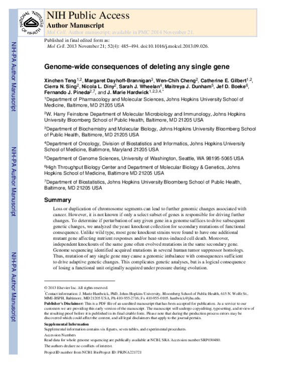(PDF) Faculty of 1000 evaluation for Genome-wide Consequences of ...