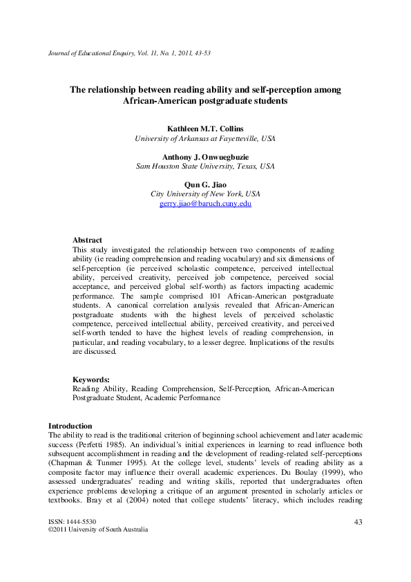(PDF) The relationship between reading ability and self-perception ...